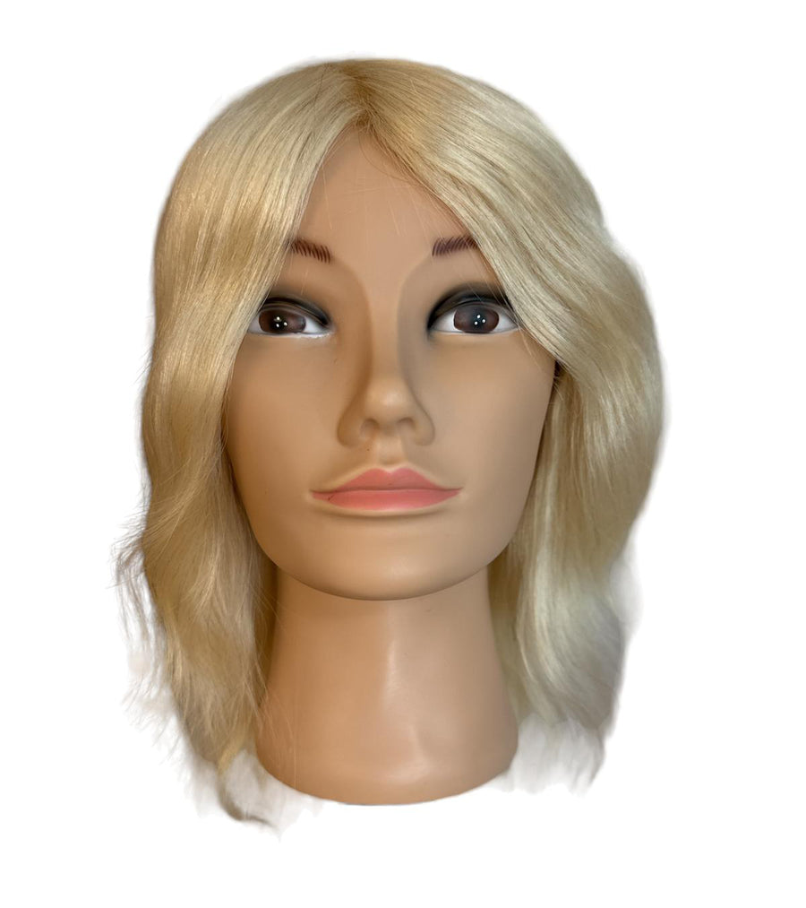 Mannequin-Übungskopf Annabella Blond | Echthaar 25 cm | mit Teleskopständer